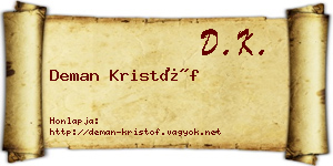 Deman Kristóf névjegykártya